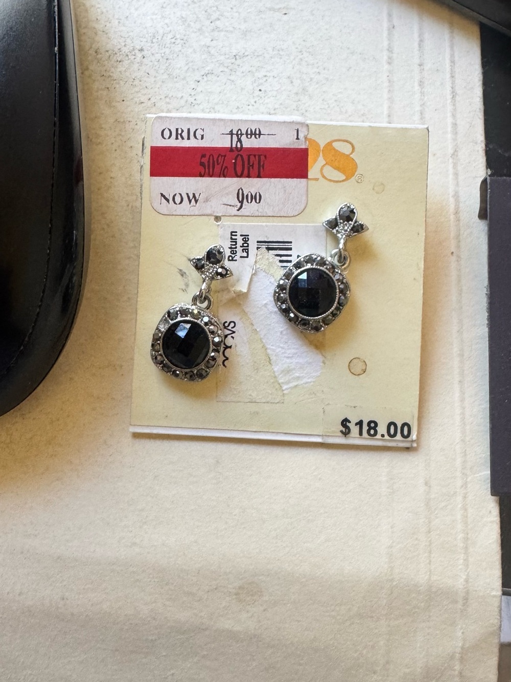Charter Club Silver-Tone Black Crystal Drop Earrings